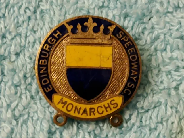 Edinburgh Speedway 1965 Original Monarchs Badge, Gladman & Norman Gold Colour