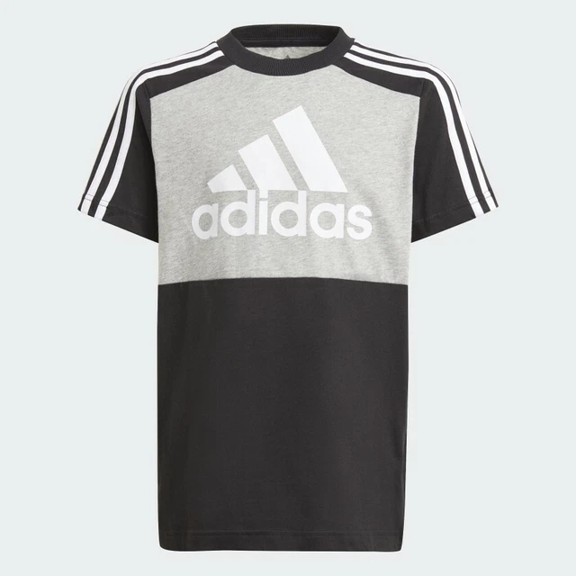 T-shirt bambino ragazzo Adidas nero grigio maglia manica corta sportivo girocoll