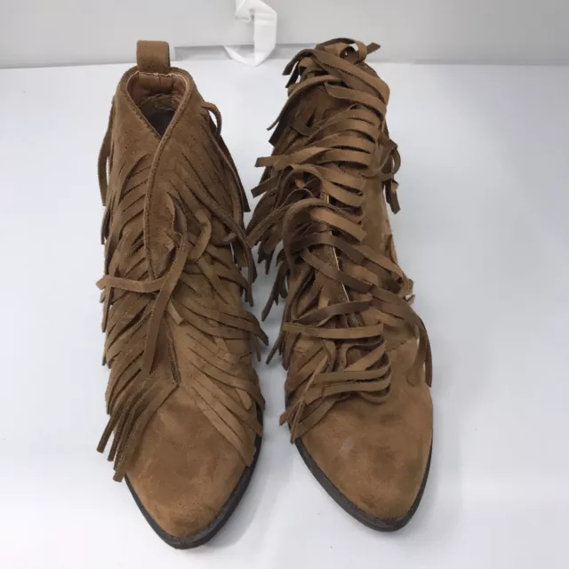 EUC Coconuts by Matisse Anthropologie Lombard Fringe Ankle Suede Boots Brown 7M