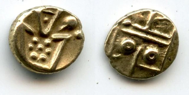 Rare gold fanam minted by the Dutch VOC company in Tuticorin, ca.1658-1795, Sout