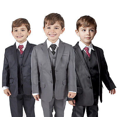 Boys Suits 5 Piece Waistcoat Suit Wedding Page Boy Baby Formal Party 3 Colours