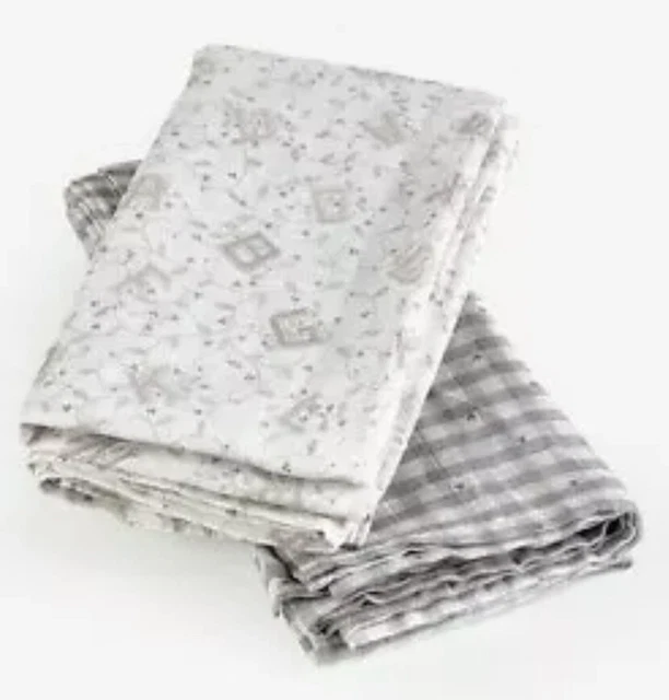 LAURA ASHLEY ALPHABET Blanket/Swaddle Wrap, 2 Pack, 100 Organic Cotton