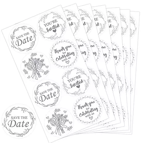 Clear Foiled Wedding Stickers Thank You for Celebrating with Us Sticker Sliver