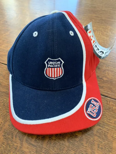 Union Pacific Railroad Logo Baseball Hat Embroidered USA Red White Blue New