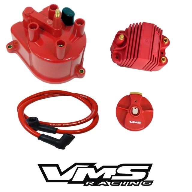 VMS RACING RED Distributor Cap Rotor External Coil For 9295 Honda