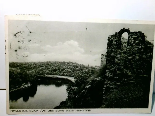 Halle. Saale. Blick von der Burg Giebichenstein. Alte Ansichtskarte / Postkarte