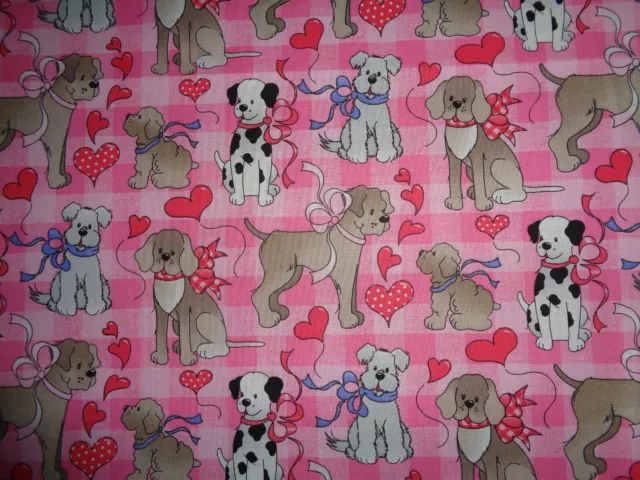 Handmade Cotton  fitted crib sheet /Pink Checks/Valentine DOgs