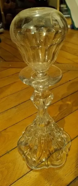 Ancienne lampe à huile de dentellière ou provençale 31cm Verre ou cristal