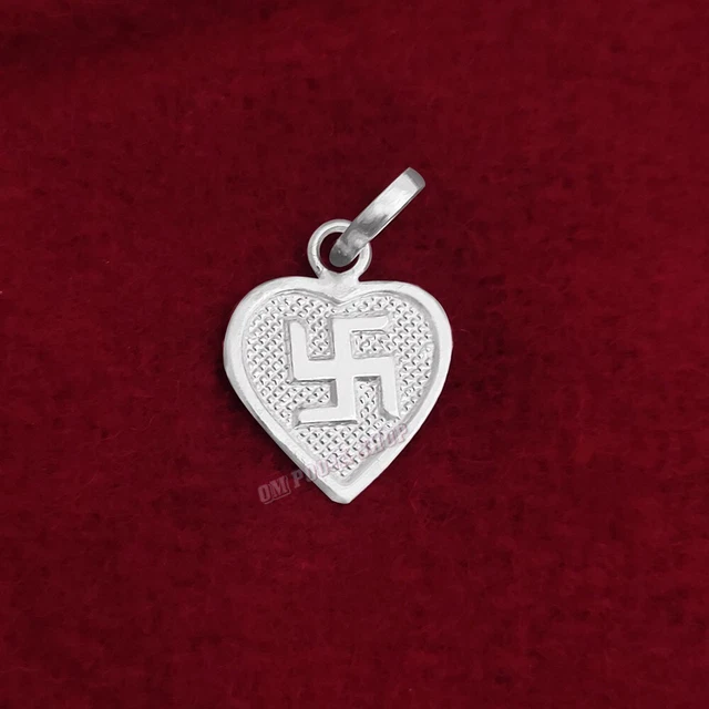 Round Shape Swastika Pendant in Pure Silver Ompoojashop Round Shape Swastika Pendant in Pure Silver Ompoojashop