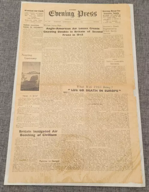 Guernsey Abendpresse Zweiter Weltkrieg Luftverluste Schaffen Zweifel 7. Juli 1943 Zeitung
