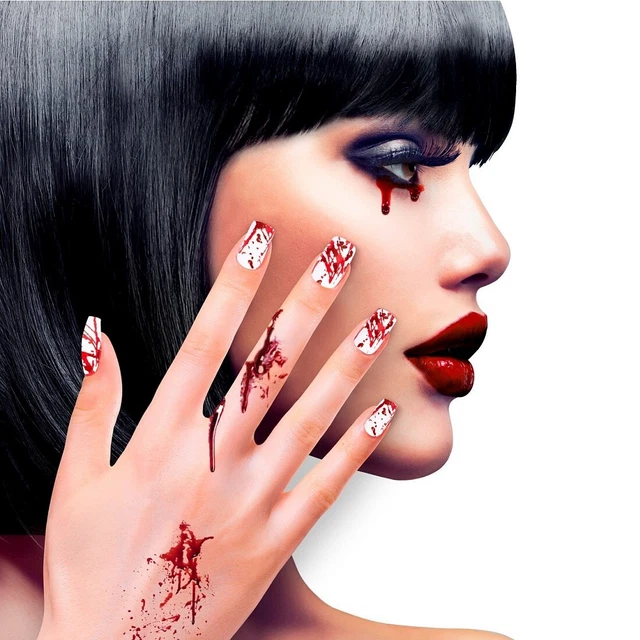 Zombie Unghie Finte Con Macchie Sangue Cruento Chiodi Artificiale Halloween