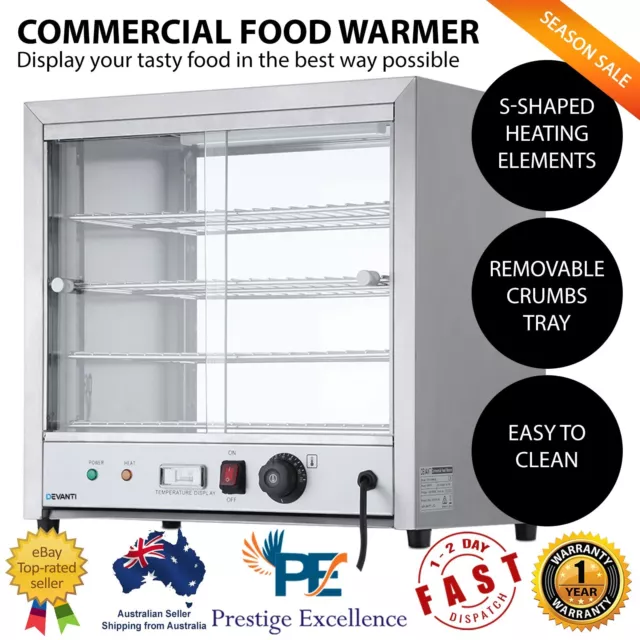 Commercial Food Warmer Pie Hot Display Showcase Cabinet Stainless Steel Electric