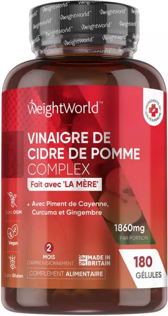 Vinaigre De Cidre De Pomme 1860Mg - 180 Gélules Vegan Pour 2 Mois - Complexe For