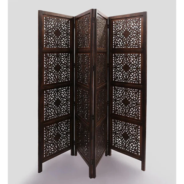 CURVED WOODEN PARTITION Screen handmade Room Divider, 6 Panel Room