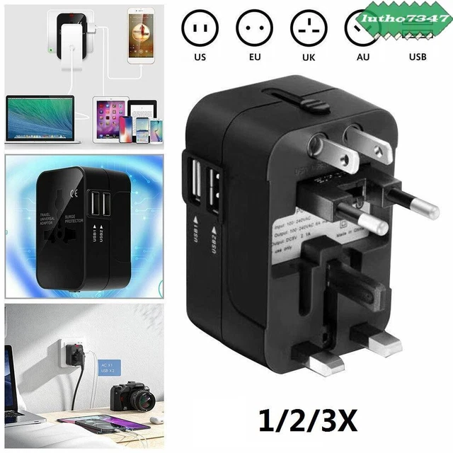 Universal Travel Adapter USB Charger UK US EU AU Plug Converter Adaptor AC Power