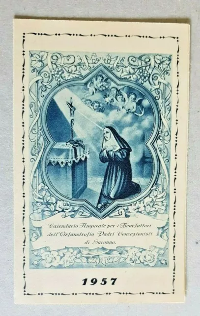 calendarietto religioso santa rita anno 1957