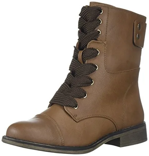 Call It Spring Women's Telling Combat Boot, Cognac, 7 B US