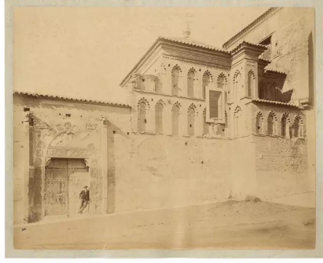 Espagne, Tolède, Maison de Pierre le Cruel  Vintage albumen print.  Tirage alb