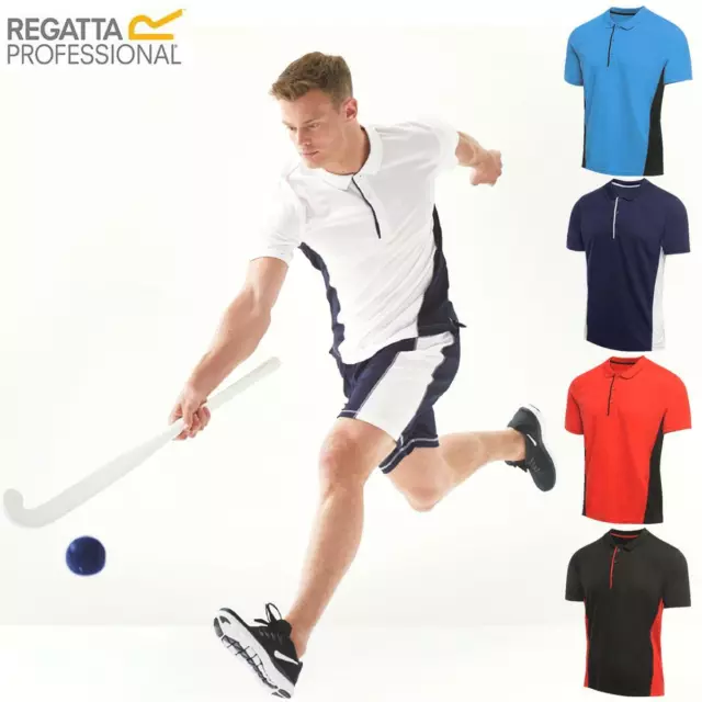 Mens Regatta TRS160 Salt Lake Polo T-Shirt Quick-Dry 3 Button Placket Sports Top