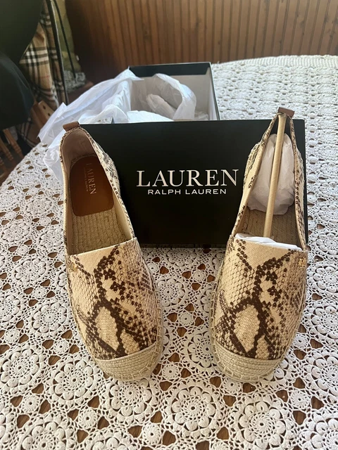 Polo Ralph Lauren Womens Canvas SnakeSkin Design Flat Shoes Size 10 B