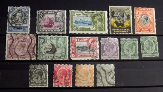 KGV - Kenya, Uganda and Tanganyika - collection of stamps - VGC