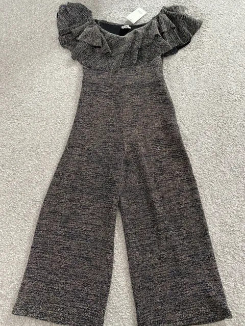 River island girls Black Glitter sparkle Party long jumpsuit Age 5-6 years BNWT