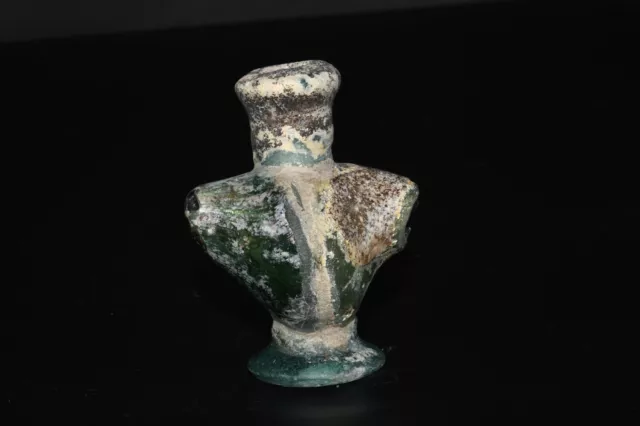 Ancient Roman Glass Lamp Vessel with Yellow Patina Circa 1st - 3rd Century 3
