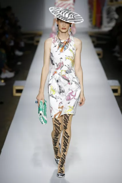 MOSCHINO Couture Spring 2019 Hand Drawn Magic Marker Dress IT 42 USA 8 Rt $1,195