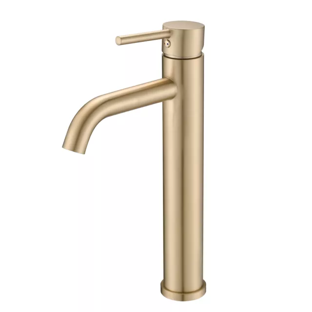 12" Bathroom Vessel Sink Faucet Tall Body Single Handle Brushed Gold