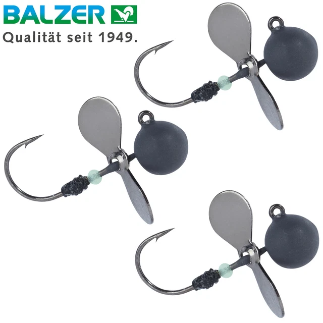 Balzer Shirasu Micro Jig mit Propeller - 3 Jigköpfe zum Kunstköderangeln