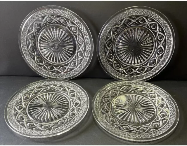 4 Imperial CAPE COD Crystal Clear Salad Plates 7.5"