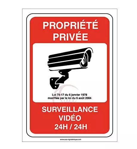 AUA SIGNALETIQUE - Panneau Propriété privée sous Surveillance vidéo 24H /24-1...