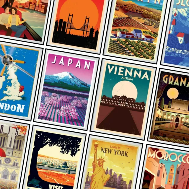 Vintage Classic Travel Poster Retro Art Deco World Travel Posters A5 A4 A3