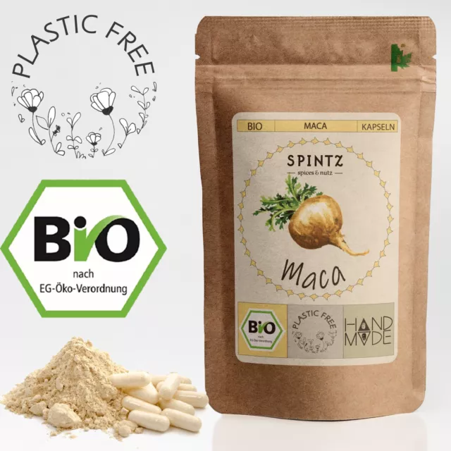 210 Bio Maca Kapseln - 640mg Maca Pulver pro Kapsel - 100% vegan - Macca Wurzel