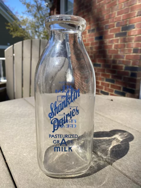 Marion, VA Virginia Milk Bottle - Shanklin Dairies - Square Painted Quart ACL