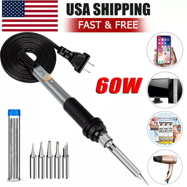 60W Soldering Iron Kit Electric Gun Adjustable Temperature Welding Solder Wire