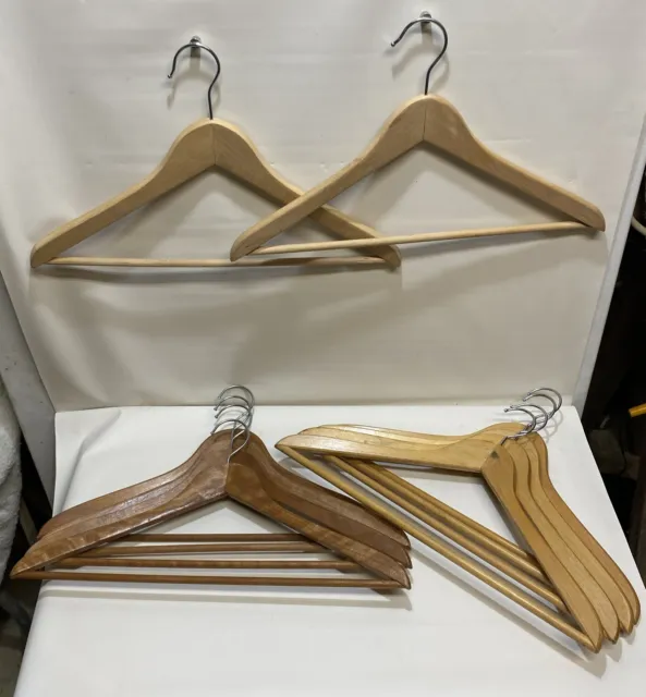 Vintage Wooden Clothes Hangers Tops Bottoms Pants Clothes Hanger Lot Of 10