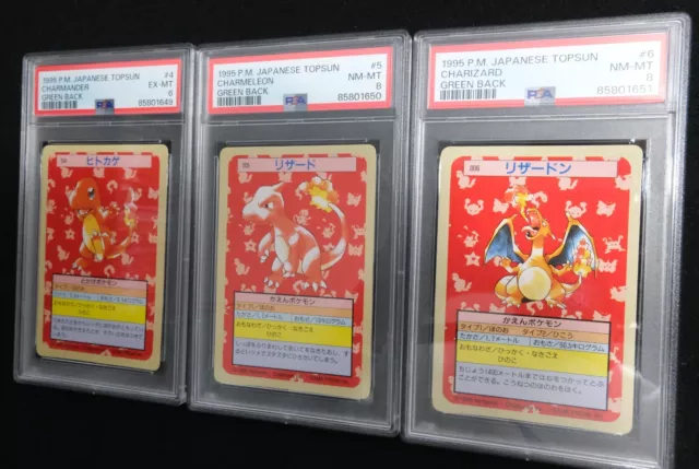 1995 Pokemon Japanese Card Topsun Green Back Charizard Charmander PSA 8 6