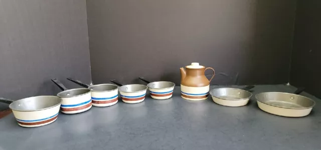8 Pc Vintage Chilton Children's Plastic Pans And Coffe Pot Toys
