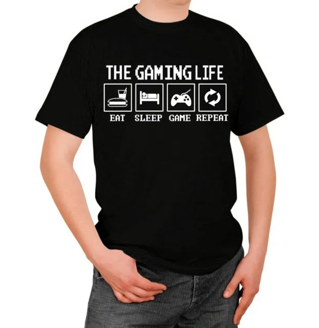 Gaming Life T-Shirt Maglia Gamer Eat Sleep Game Repeat Vita da Giocatore