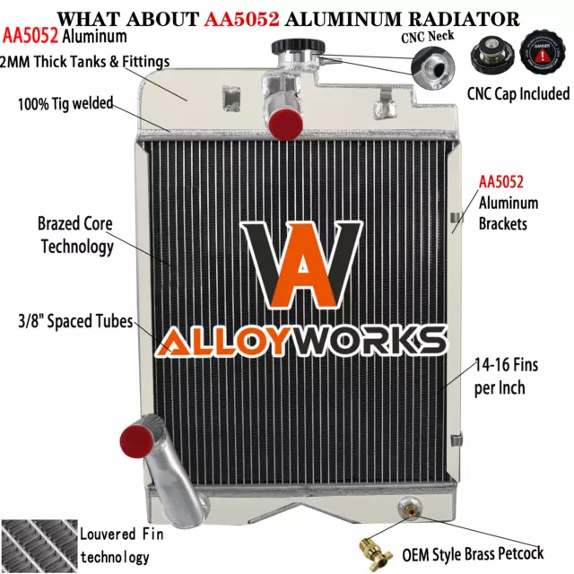 3Rows Aluminum Radiator Fit Massey Ferguson TO30 TE20 TEA20,TO20 TO30,TO35 135