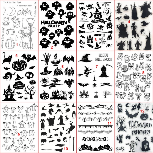 Happy Halloween Transparent Silicone Clear Stamps Scrapbook Stamp Art Ghost Bat