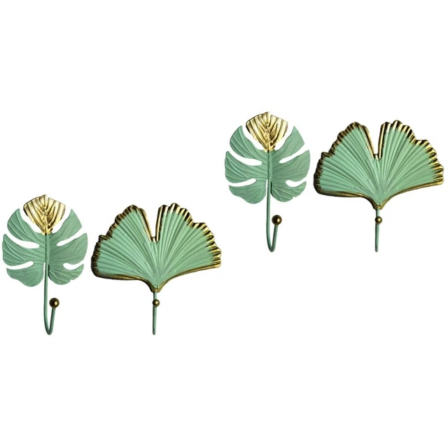 4 pcs  Hooks Cast Iron Wall Hanger Palm Leaf Wall Hooks Monstera Wall Hook