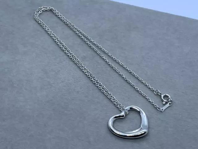 Tiffany & Co Argent Sterling Elsa Peretti Ouvert Coeur Collier Sans Boîte