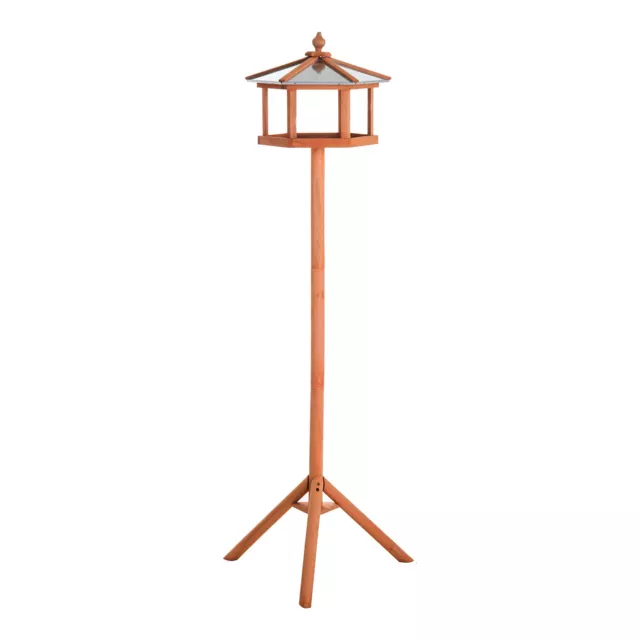 PawHut Bird Table Wooden Feeding Station with Stand for Garden Wooden 153cm