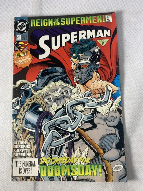 Dc Comics Superman #78 June 1993 Doomsday Reign Of The Supermen Comic Book
