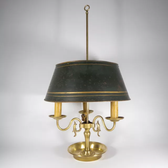 U155 Antica Lampada Da Tavolo Scrivania Bouillotte Stile Impero Ottone E Metallo