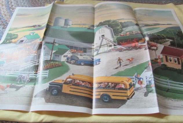 Large 1960 National Dairy Council poster of farm life 26 x 40 original envelope