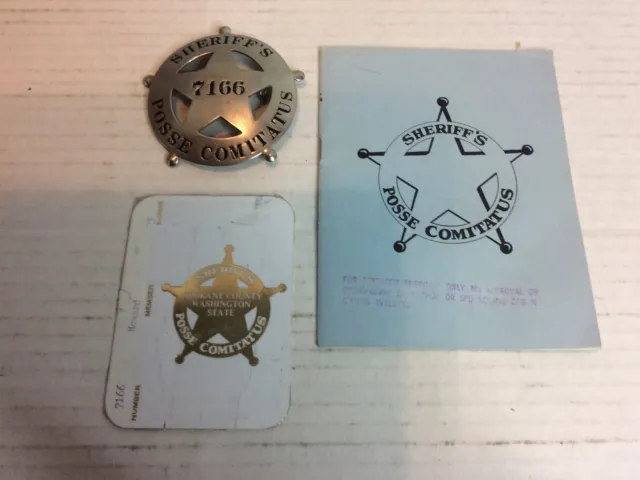 Sheriff's Posse Comitatus Badge, Pocket Booklet, & Card—#7166Genuine Obsolete
