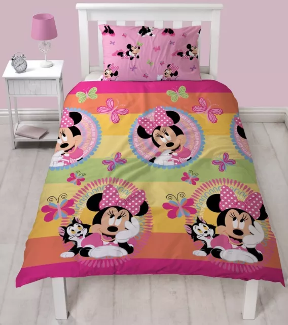 Disney Minnie Mouse Butterfly Single Duvet Cover Reversible Bedding Set